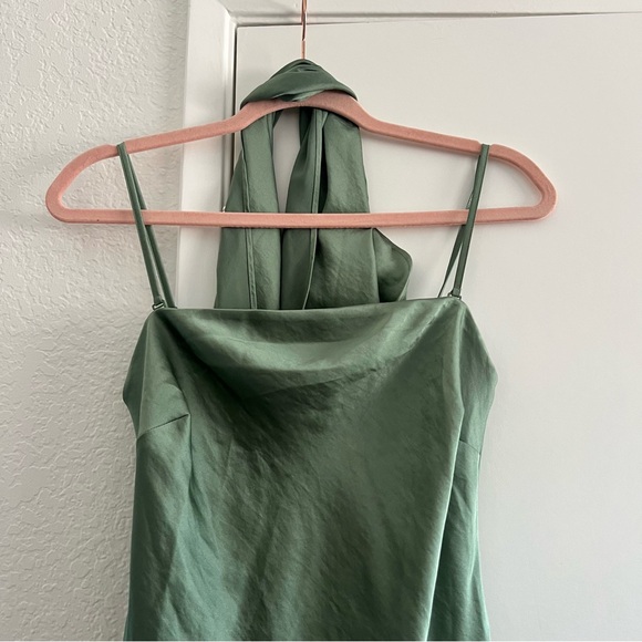 A&F Julia Strapless Scarf Elegant Maxi or Mid Dress
 Satin Green Strapless SP - Picture 9 of 12